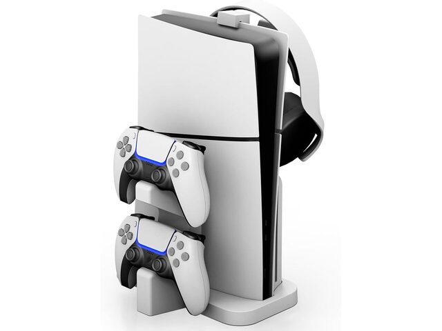 DOYO Vertical Stand for PS5 Slim with Dual Controller Charger Headset Holder - White Wholesale OEM